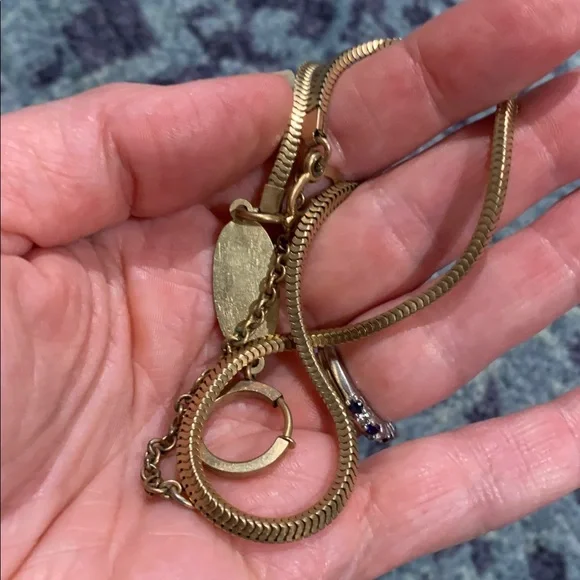 Vintage 12k Gold 19” snake Chain Fob for a Pocket Watch w two clasps - Picture 7 of 9